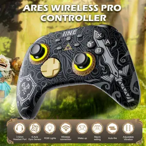 IINE Wireless Switch Controller, Switch Pro Controllers for Nintendo Switch/Lite/OLED, Switch Remote Gamepad with Headset Jack/RGB Light/Macro Setting/Wake up/Turbo/Adjustable Dual-Motor Vibration