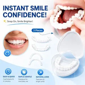 [3 Pairs] Oral Silicone Temporary Snap-On Teeth Repair Kit - Standard Dental Solution for Missing, Damaged Teeth, Gaps - Durable, Fast & Easy At-Home Use for Confident Smiles, Quick Whitening