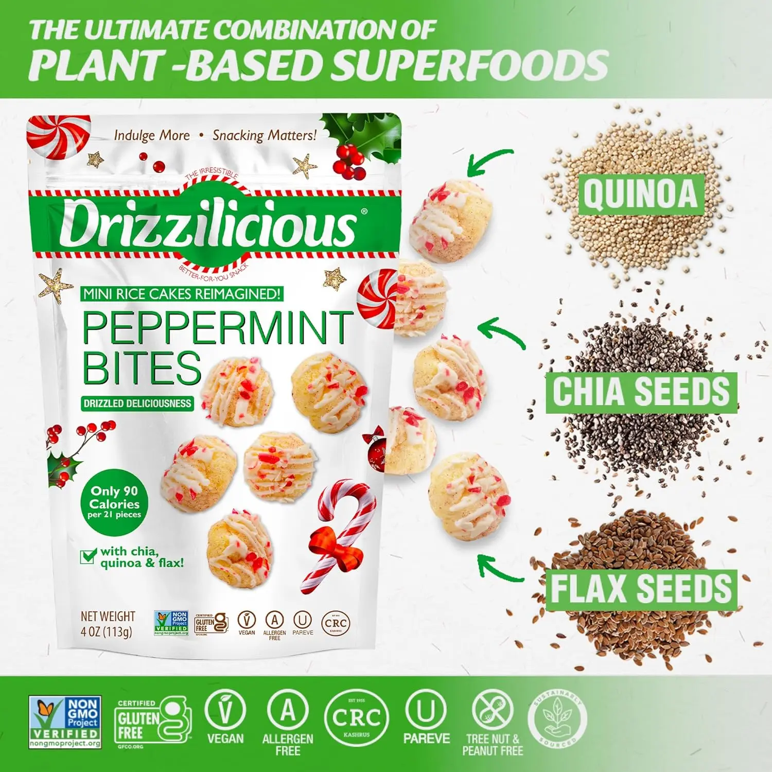 Drizzilicious Mini Rice Cakes Peppermint - Rice Crisps, Healthy Snack ...