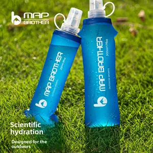 MAP BROTHER Outdoor Hydration Soft Flask Collapsible Water Bladder for Running Marathon Camping Hiking Portable Lightweight Water Bag with Strap for Sports Lovers