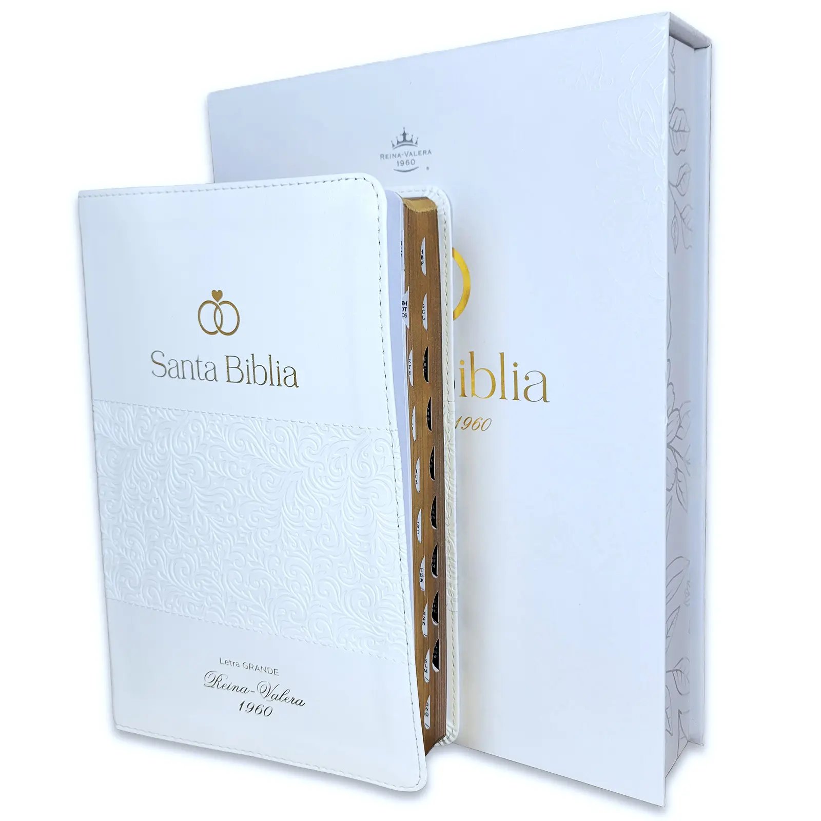 Wedding Bible in Spanish with Gift Box RV1960 imitation leather white with gold accents