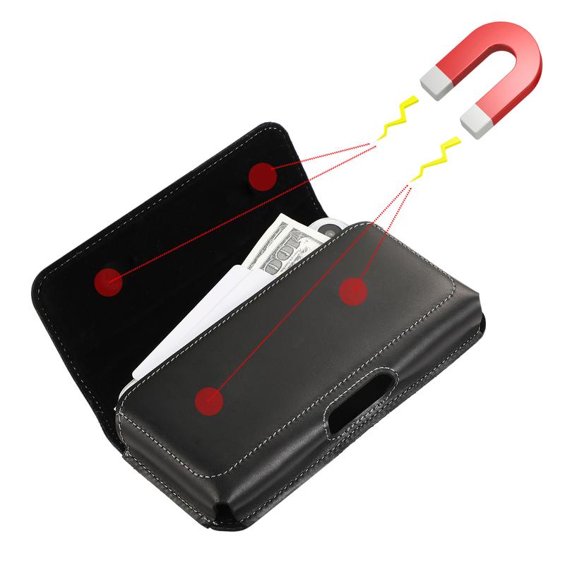 Cell Phone Genuine Leather Holster Magnet Pouch Belt Clip Man Waist Bag Carrying Perfect For Outdoor Daily Use