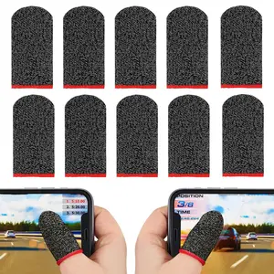 10 Pack Gaming Finger Sleeves for Mobile Gaming, Carbon Fiber, Smooth Operation, Anti-Sweat, Extremely Thin, Finger Sleeves Fit Mobile Phone Tablet Devices