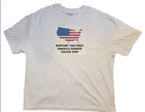 National America Shaped Ships T-Shirt - Support The First America Shaped Cruise Ship Menswear Casual Crewneck Top Classic Tshirt Streetwear Short Sleeve Tropical