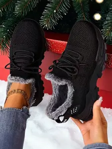 Women's Plus Size Warm Fleece Lined Boots, Casual Snow Boots for Fall & Winter, Comfortable Outdoor & Indoor Wear, Winter Warm Shoes