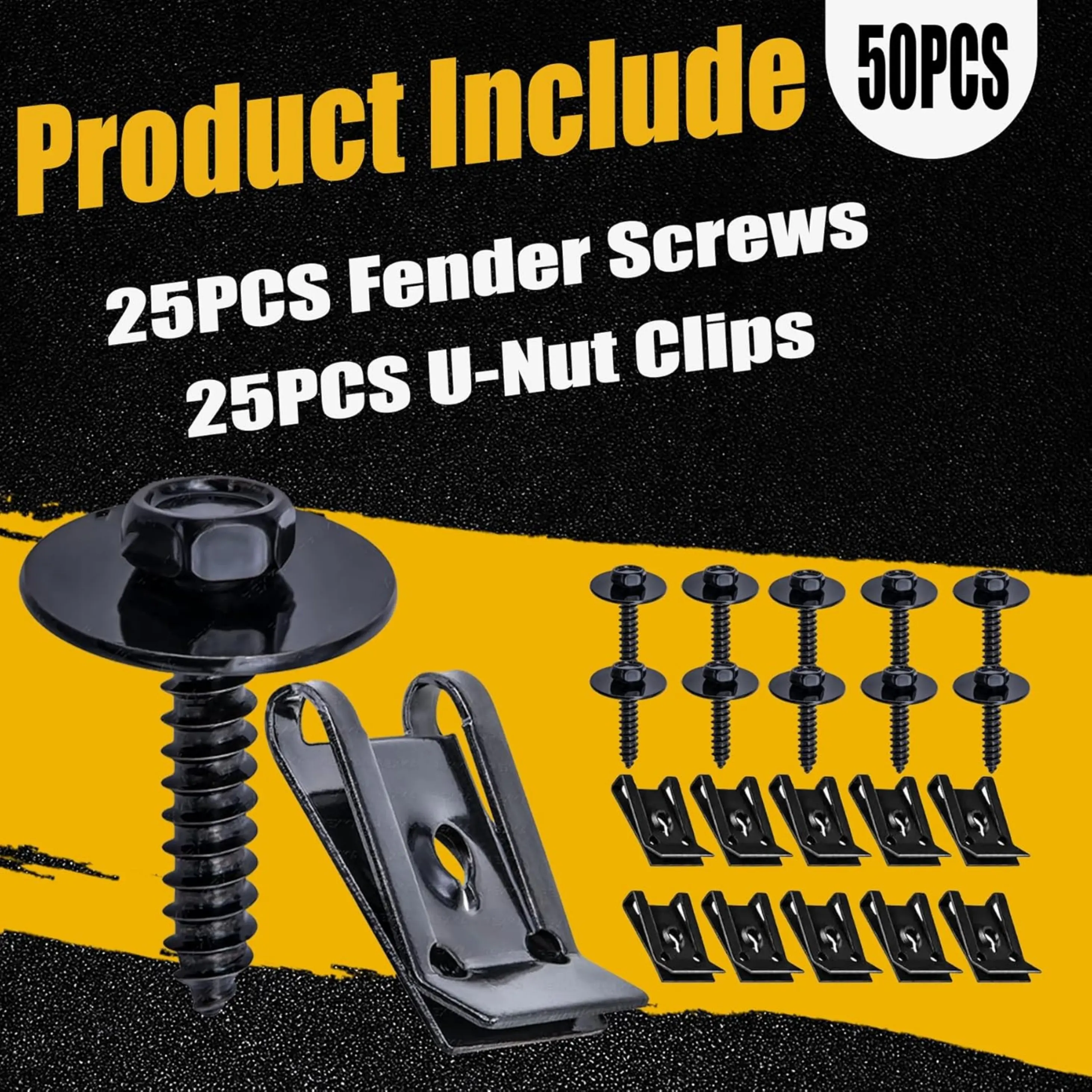 High-Strength M4.2 Bolt & U-Nut Clip Kit 50PCS Rust-Proof Universal Car Hardware