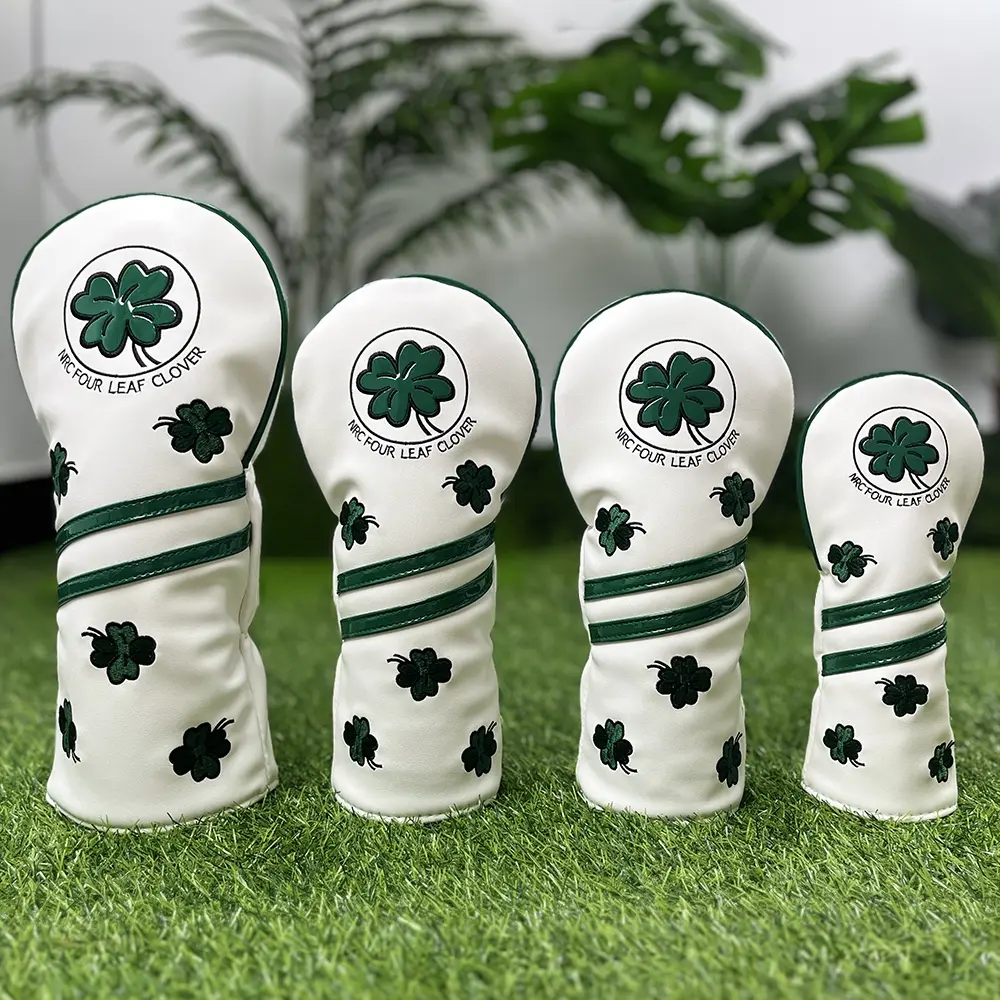 Four Leaf Clover Golf Club Cover, Golf Accessories, Golf Gift Accessory, Golf Supply, Dust-Proof & Durable Design, Single Swing Protective Gear, Suitable for Male & Female Outdoor Enthusiasts