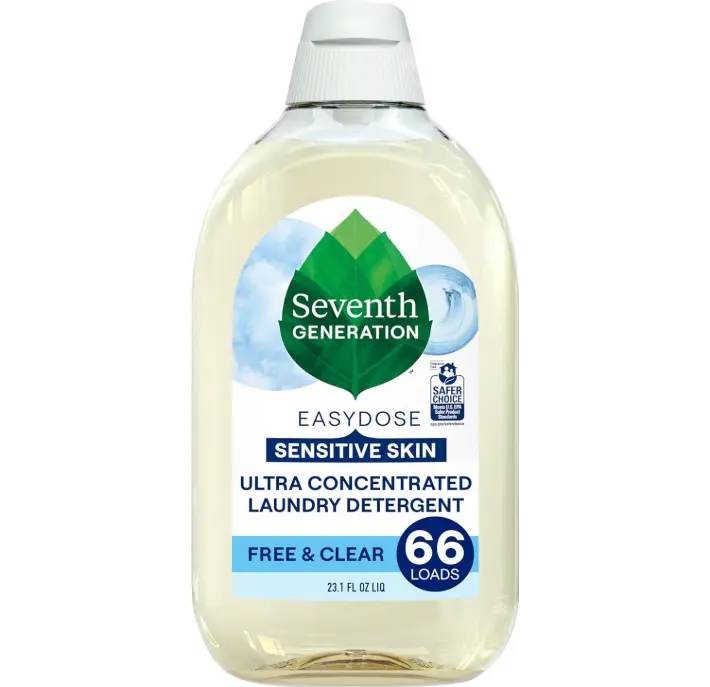 Seventh Generation EasyDose Laundry Detergent Ultra Concentrated 66 Loads Free & Clear Designed for Sensitive Skin 23.1 Fl Oz