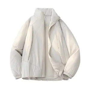 Winter workwear loose-fit thickened super-warm fleece jacket with fleece collar for cold-weather comfort; down jacket; fleece jacket