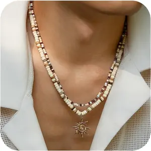 Puka Shell Necklaces for Men  Puka Shell Choker Trendy Coconut  Beads Necklace Surfer Beach Choker Summer Hawaiian  Accessories for Him