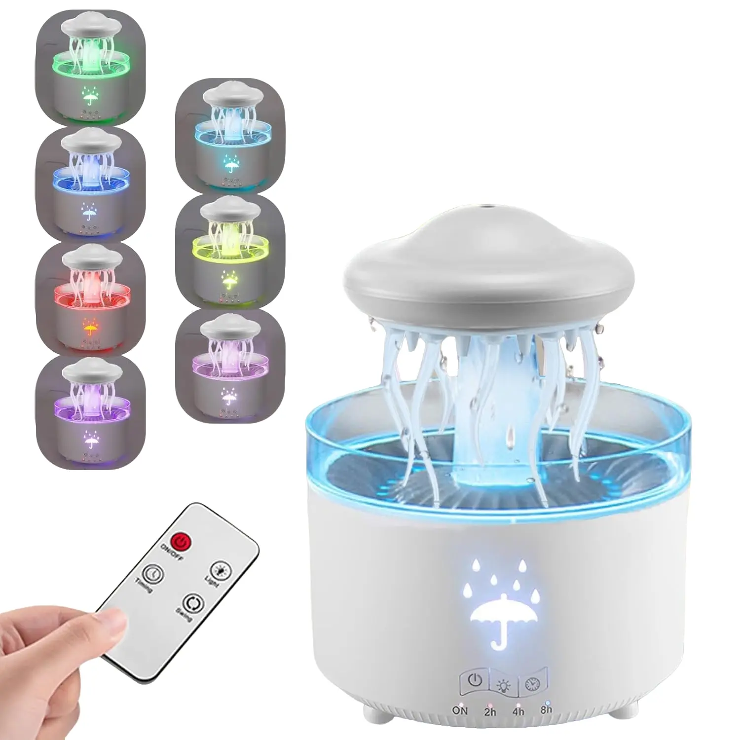 Rain Cloud Humidifier with 300ML Capacity, Rotating Aroma Diffuser with Remote and Timer, 7 Color Mood Lights for Bedroom and Desk, Aroma Diffuser Humidifiers