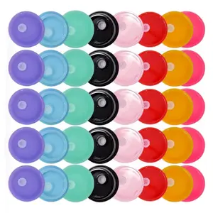 Colored Replacement Plastic Lids for 16oz Glass Clear Frosted Cups Glass Can Tumbler Mugs Flask in Assorted Colors