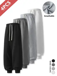 4-pack men’s casual jogger sweatpants, moisture-wicking, breathable and comfortable, soft and skin-friendly.