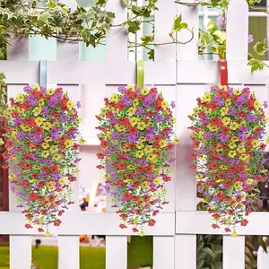 4PCs Hanging Morning Glory UV Resistant Artificial Outdoor Flowers,Faux Flowers for Planters,Hyeflora Cascading Plants Garden,Wedding,Patio,Home Decor,Porch,Yard