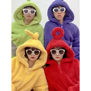 Halloween Onesie Cartoon Teletu And Bbies - Cute Fall/ Winter Clothes For Men And Women, Solid Color Polyester 100%, , Casual Zip Up Long Sleeve, Qute Winter Wear, Women's Clothing