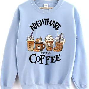 Nightmare Before Coffee Sweatshirt - Jack Sally Nightmare Before Christmas Halloween Sweater