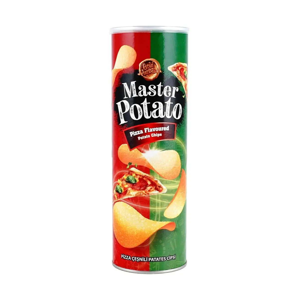 Gold Harvest Master Potato Pizza Flavored Chips Can 160g - Crispy Savory Snack