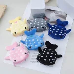Cartoon Shark Coin Pouch Data Cable Organizer Bag, Cute Animal Design Storage Case, Ideal for Coins & Cables, Durable Fabric Material, Zipper Bag, Soft Pouch