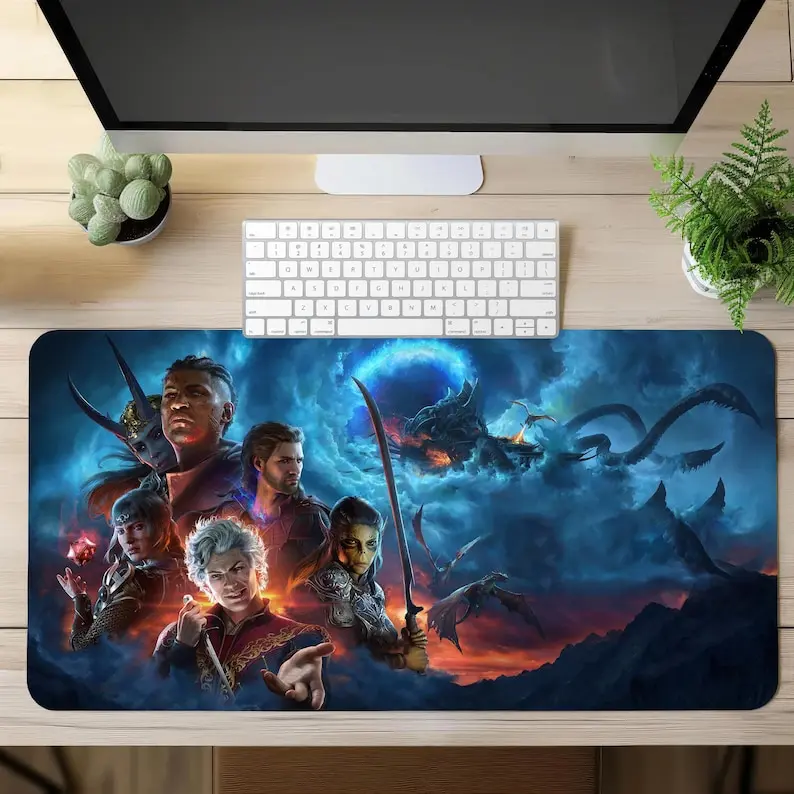 Baldur's Gate Desk Mat, Forgotten Realms Mouse Pad, Large Desk Pad, Gaming Desk Decor