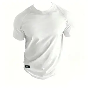Men's Solid Color Shoulder Sleeve Crew Neck T-Shirt, Ultra Soft Stretch Quality Fabric, Dry Fit Sports Tee for Running & Gym Workouts, Dry Fit Shirts