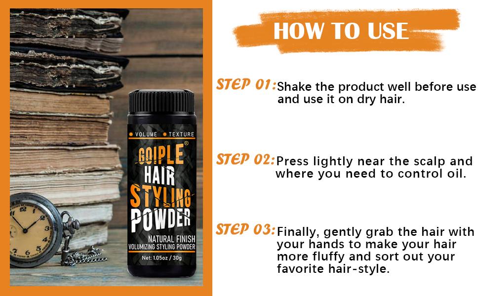 3Counts Hair Styling Powder 1.05oz Natural Look Styling for Men Volumizing & Texturizing Powder Flexible Hold Easy to Apply Texture with No Oil/Greasy/Residue 3Counts Hair Styling Powder 1.05oz Natural Look Styling for Men Volumizing & Texturizing Powder Flexible Hold Easy to Apply Texture with No Oil/Greasy/Residue