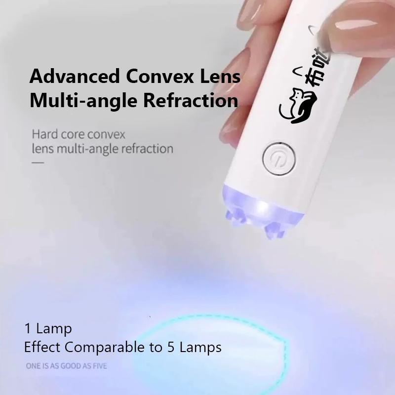 Portable UV LED Nail Lamp, 1 Count Pen Shape Nail Dryer with Advanced Convex Lens, 5X Faster Curing Gel Light for Nails
