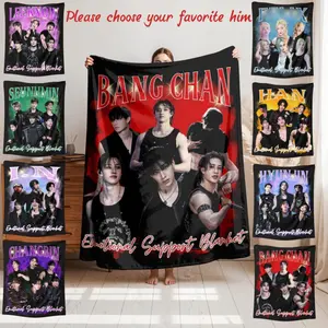 SKZ K-Pop Blanket, Bangchan Support Blanket, Cozy Fandom Decor Gift for Skz Fans, Bedroom Bedding, Unique Keepsake