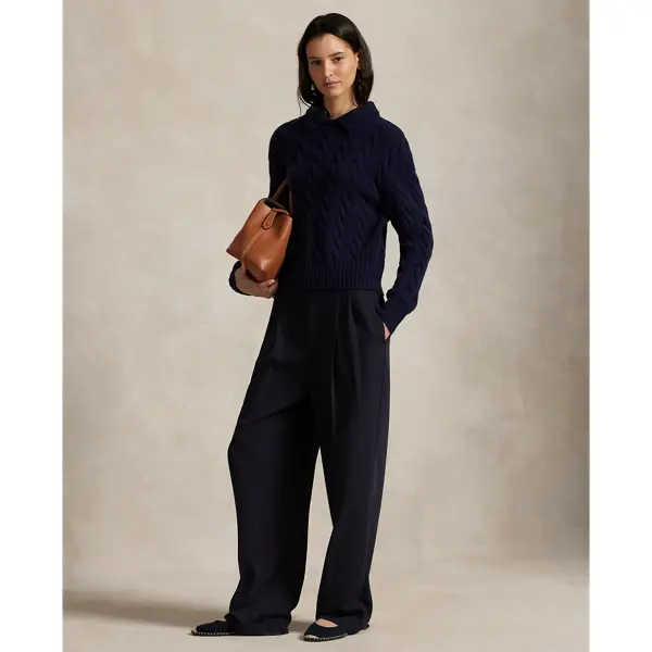 Polo Ralph Lauren - Cable-Knit Wool-Cashmere Polo Sweater Polo Ralph Lauren - Cable-Knit Wool-Cashmere Polo Sweater