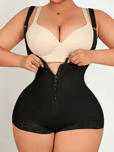 1 Count Women's Lace Trim Antislip Open Bust Body Shaper, Colombian Shapewear, Fajas, Adjustable Shoulder Straps and Zipper Shapewear, Hooks Crotch Convenient Bodysuit, Breathable Comfort Jumpsuit, Ideal for Daily Wear & All Occasions