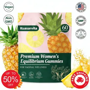 Feminine Balance Gummies Premium Hawaiian Pineapple Flavor for women pH Health Immune Energy Support Vegan Gluten-Free 60 Count
