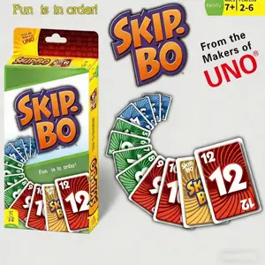 UNO! Skip-Bo Classic Number Card Board Game - Thick Paper for Durability, Family Gathering, Team Building, Parent-Child Interactive Educational Toy, Suitable for Children and Adults Aged 7+, Multiplayer Table Game,