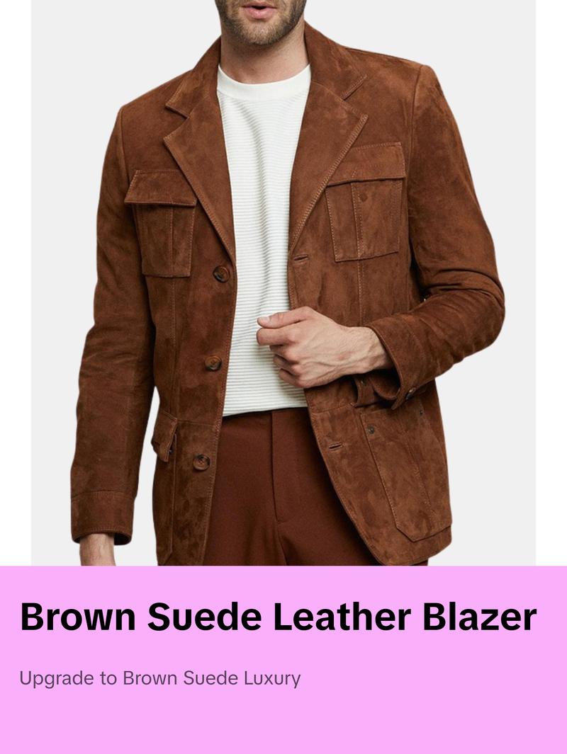 Dalbert Men's Brown Suede Leather Blazer