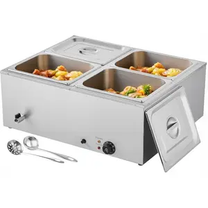 VEVOR 6 - Pan Commercial Food Warmer, 24QT Electric Steam Table, 1200W Professional Countertop Stainless Steel Buffet Bain Marie with 86 - 185F Temp Control for Catering and Restaurants, SilverVEVOR Super Brand Day