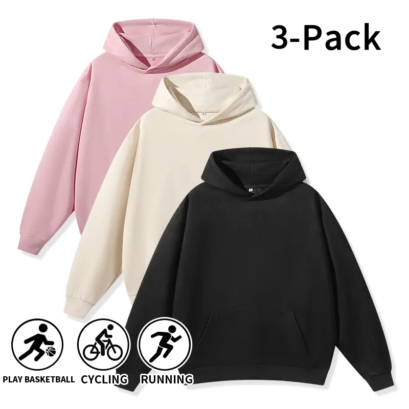3-pack / 1-pack Men’s versatile faux suede hoodies, long-sleeve pullover hooded sweatshirts made of soft faux suede with kangaroo pockets. Available in solid colors for easy matching with various outfits, ideal for walking, workouts, weekend trips, and ev