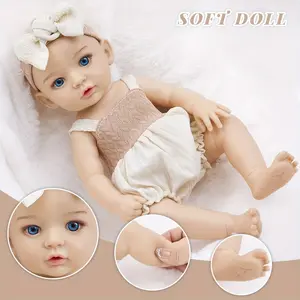 New beige dress with headband and doll 12 inch 30cm super realistic reincarnation doll, toy doll dress up party soothing doll
