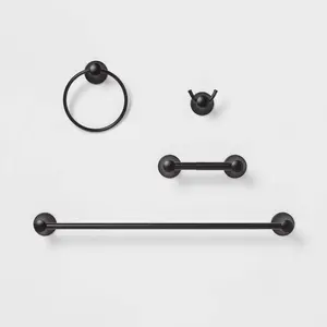 4pc Casual Bath Hardware Set Black - Threshold