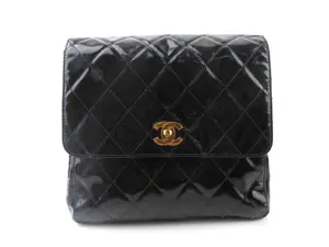 Pre-owned CHANEL Patent leather Backpacks Black Backpack for Women