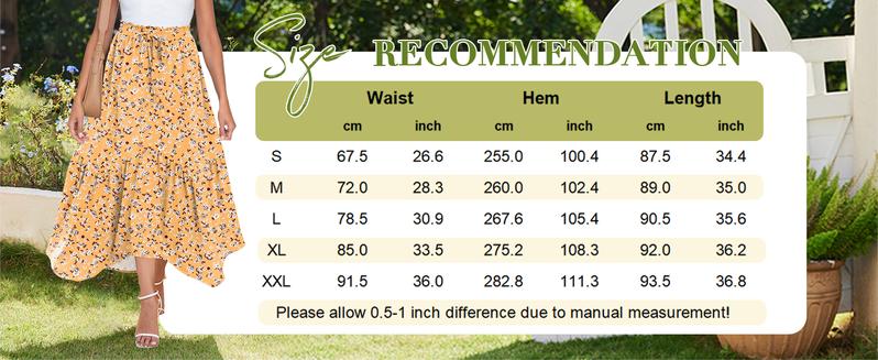 ZEAGOO Long Skirts for Women High Waist A Line Skirt Casual Flowy Tiered Skirt with Pockets Summer Floral Boho Skirt
