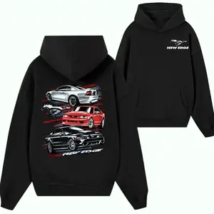 New Edge Mustang Hoodie – Triple 99–04 Ford Mustang Graphic Sweatshirt, Retro Muscle Car Pullover for Men, Bold Street Racing Style Outfit for American Performance Enthusiasts
