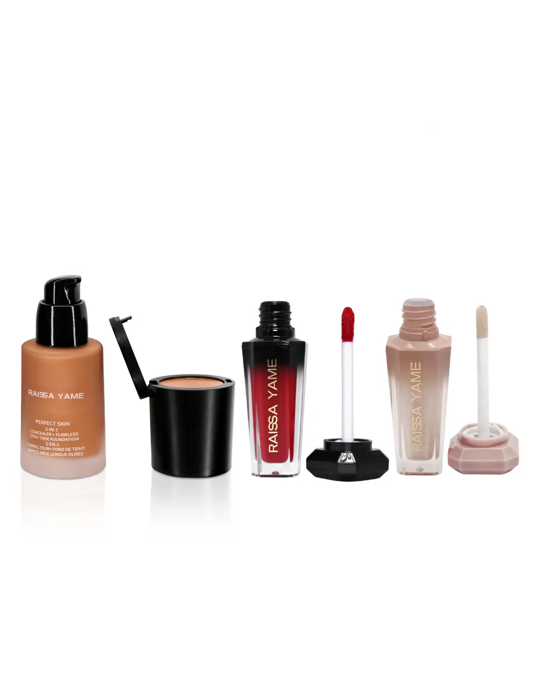 RAISSA YAME 2 IN 1 Concealer+Foundation Matte Lipstick & Lip Oil Set for Everyday Use Versatile Makeup Solution