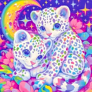 1PC, [Colorful Little Leopard], 5D Diamond Painting, Frameless, Includes Tool Kit. Fully Synthetic Round Diamond Painting, Diamond Art Embroidery Kit, Suitable for Home Decor, Handmade Leisure and Stress-Relief Gift