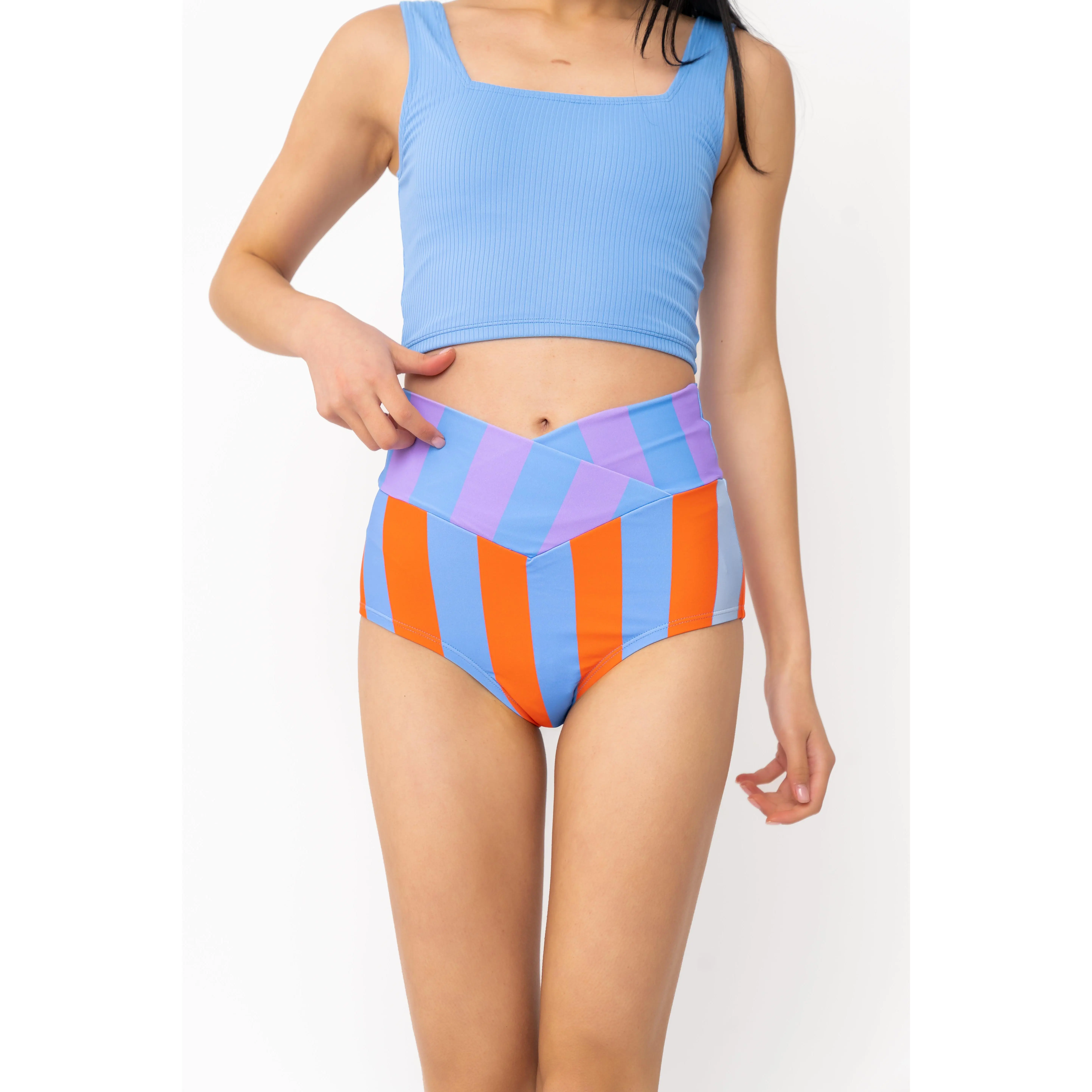 Vacationer Bottom | Blue Orange Stripe - Bottom Only