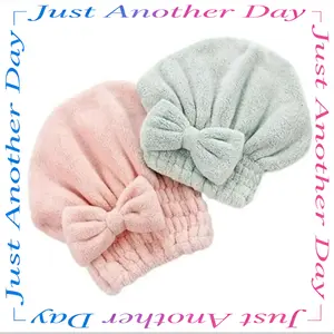 2 Pack Bow Hair Drying Cap for Women & Girls, Soft Absorbent Microfiber Hair Towel Wrap, Quick Dry Turban, Reusable Lightweight Head Towel for Shower, Bath, Spa, Gym, Travel & Daily Hair Care