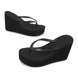 Chunky Platform Wedge Flip Flops Non Slip 3 Inch Heel Summer Beach Sandals For Women Y2K Casual Slippers Soft Thong Strap Padded Footbed All Day Comfort Lightweight EVA Water Resistant Quick Dry