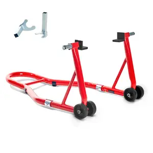 Donext Motorcycle Stand 850LB Sport Bike Rear Wheel Lift Swingarm Paddock Stands Red/Black U+L/U Industrial-Grade Steel High-Quality PP Wheels Easy Assembly
