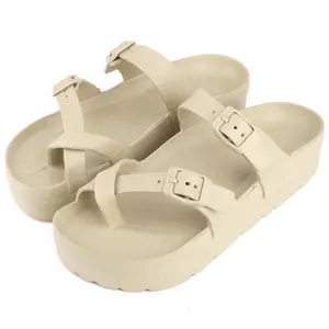Summer Comfortable Women's Flat Sandals Slippers Adjustable Buckle Cushioning Thick Sole Strap Support Waterproof Platform Sandals