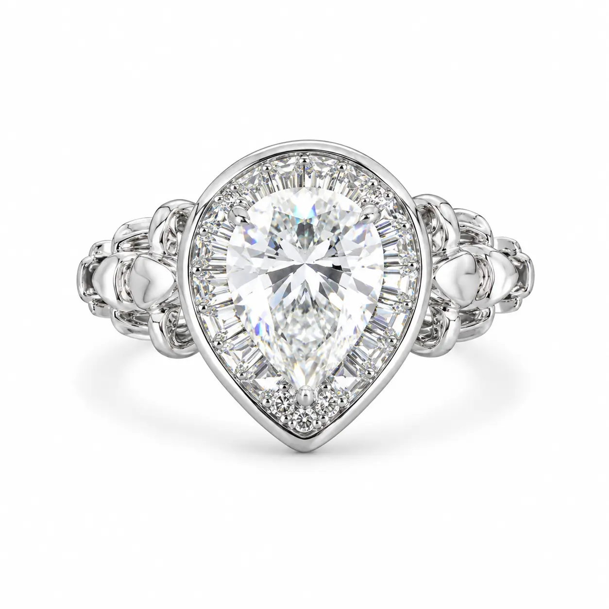 HJ111WZ Women's 1.25ct Pear Cut Moissanite Ring - 6×8mm, D Color, VVS1 Sparkle Teardrop Costume Jewelry Gift for Women