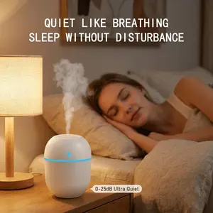 Cute Egg Shape 200ML Mini Humidifier USB Cool Mist Air Humidifier Quiet Nano Mist with Auto Shut Off Night Light Portable Desk Humidifier for Home Office Bedroom Dorm Car Travel Use