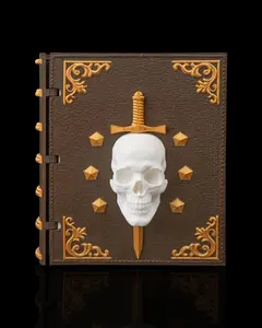 Slayers Codex Dice Box with Tray – 3D Printed Skull & Sword RPG Dice Storage Book | Dice Holder for Dungeons & Dragons, Pathfinder & TTRPGs