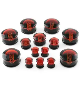 Black & Red Jellyfish Glass Plugs